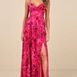 Lulu's Pink Floral Maxi Dress